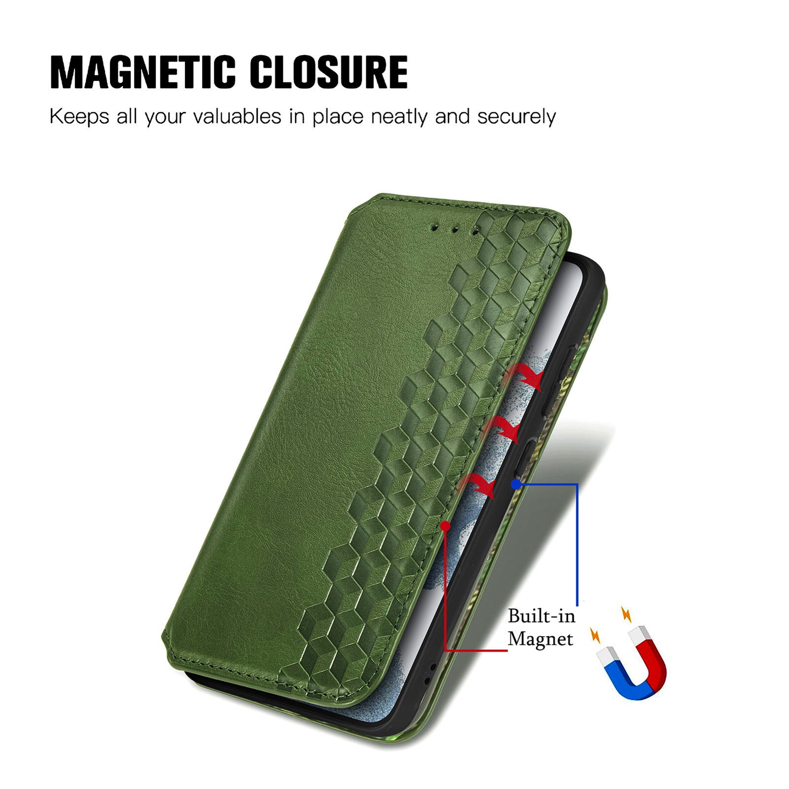 Til Samsung Galaxy S23 PU Læder Rhombus påtrykt cover Velbeskyttet magnetisk autoabsorberet stativ Wallet Folio Flip telefonetui Til Samsung Galaxy S23 PU Læder Rhombus påtrykt cover Velbeskyttet magnetisk autoabsorberet stativ Wallet Folio Flip telefonetui